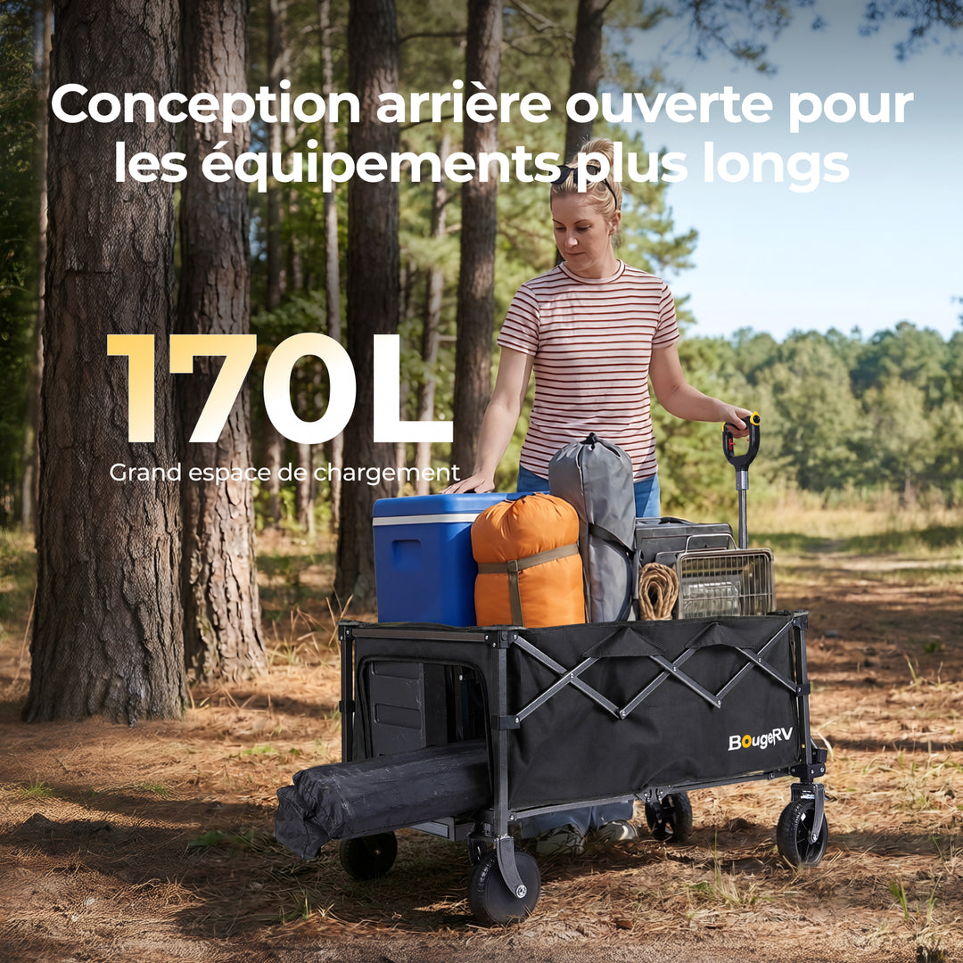 BougeRV LiteRover Chariot électrique utilitaire pliable pour le camping (Noir)
