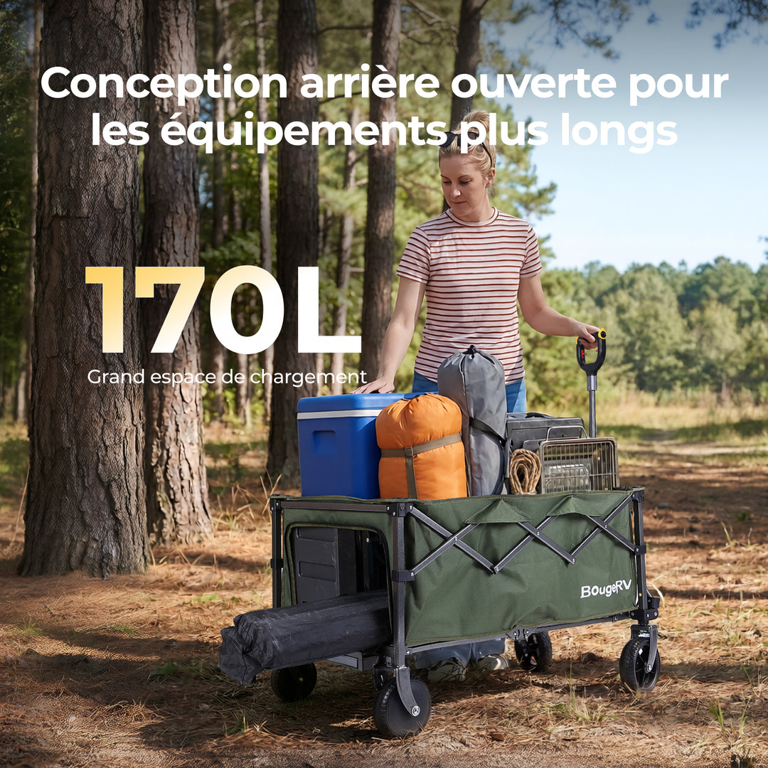 BougeRV LiteRover Chariot utilitaire électrique pliable pour le camping (Vert)