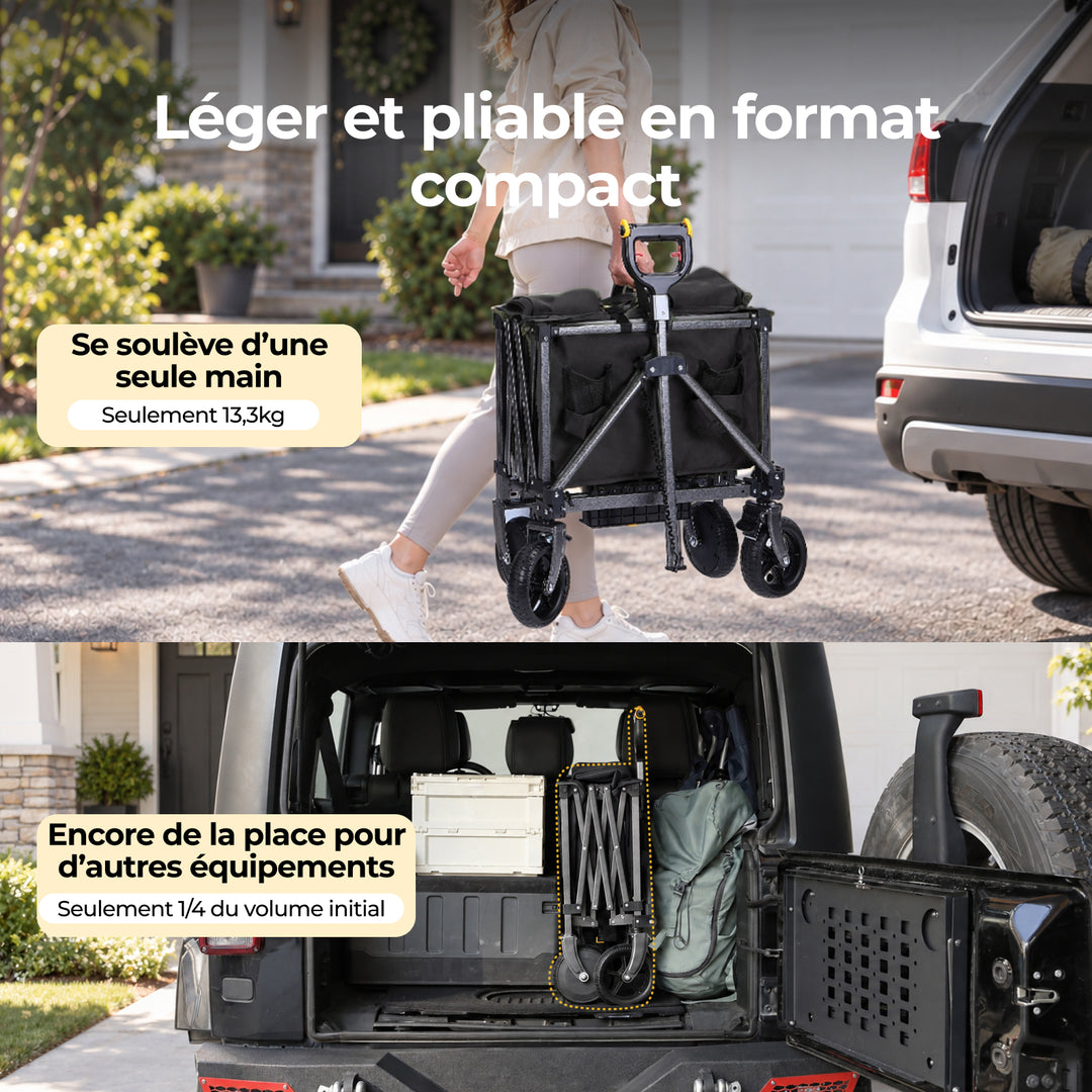 BougeRV LiteRover Chariot électrique utilitaire pliable pour le camping (Noir)