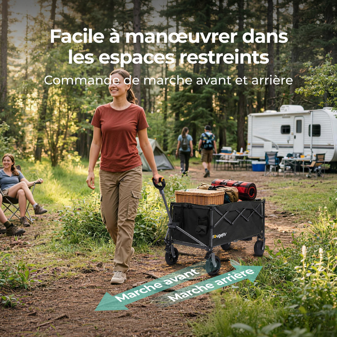 BougeRV LiteRover Chariot électrique utilitaire pliable pour le camping (Noir)