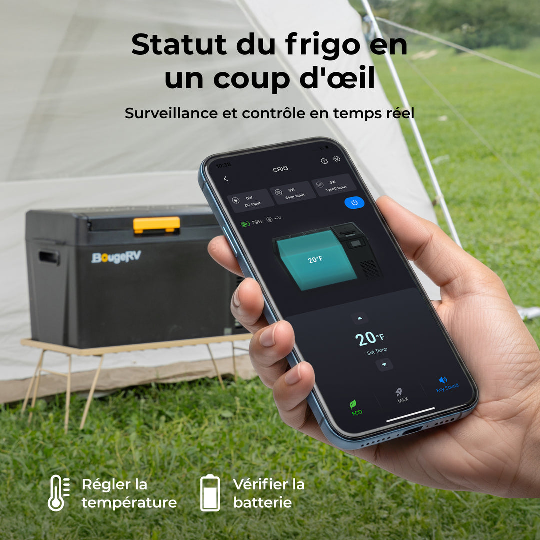 BougeRV Nouveau CRX3 22 L Réfrigérateur électrique portable 12 V