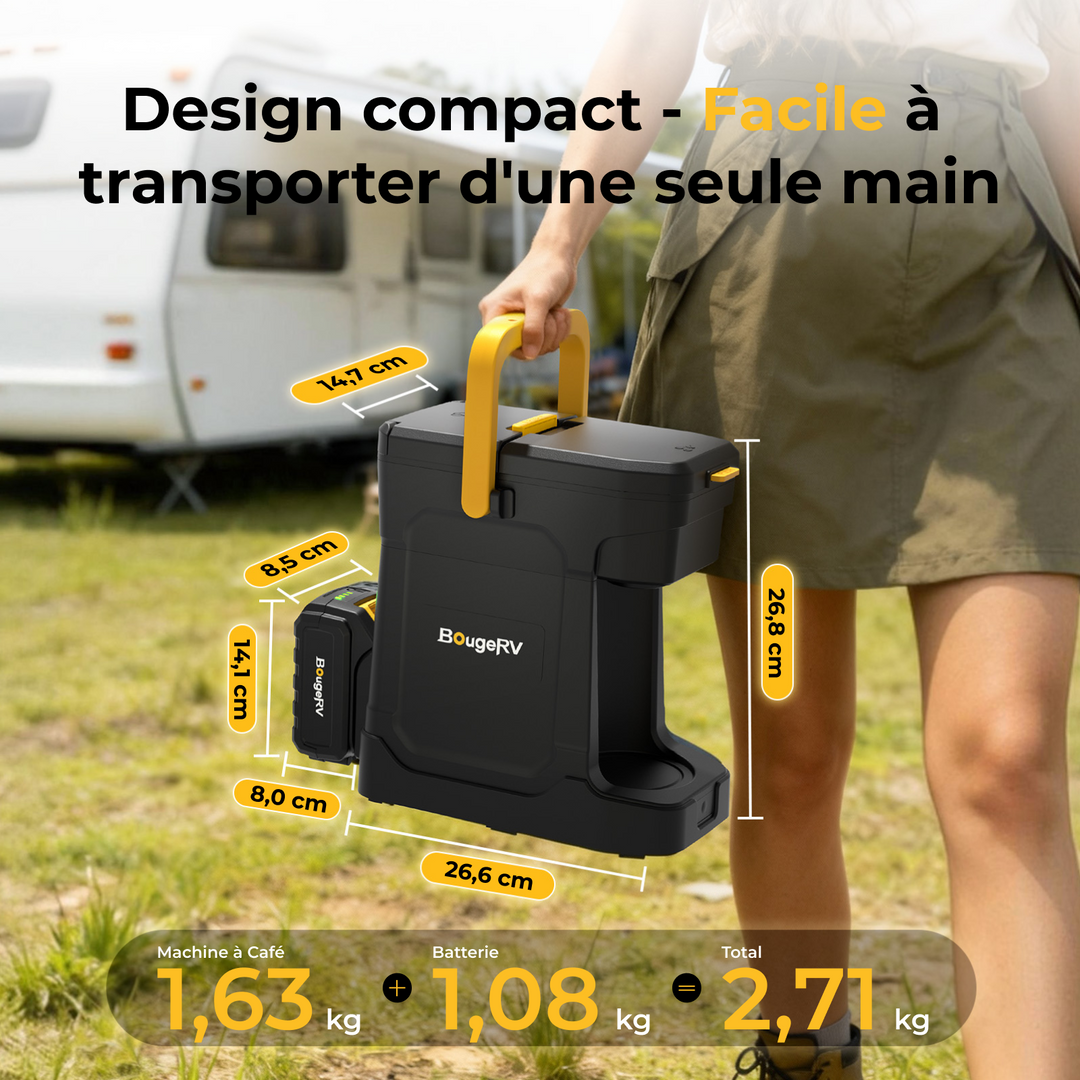 BougeRV Machine à café mobile avec batterie 144 Wh