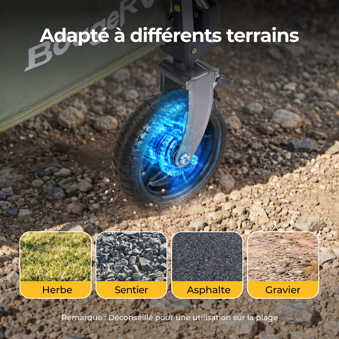 BougeRV LiteRover Chariot utilitaire électrique pliable pour le camping (Vert)