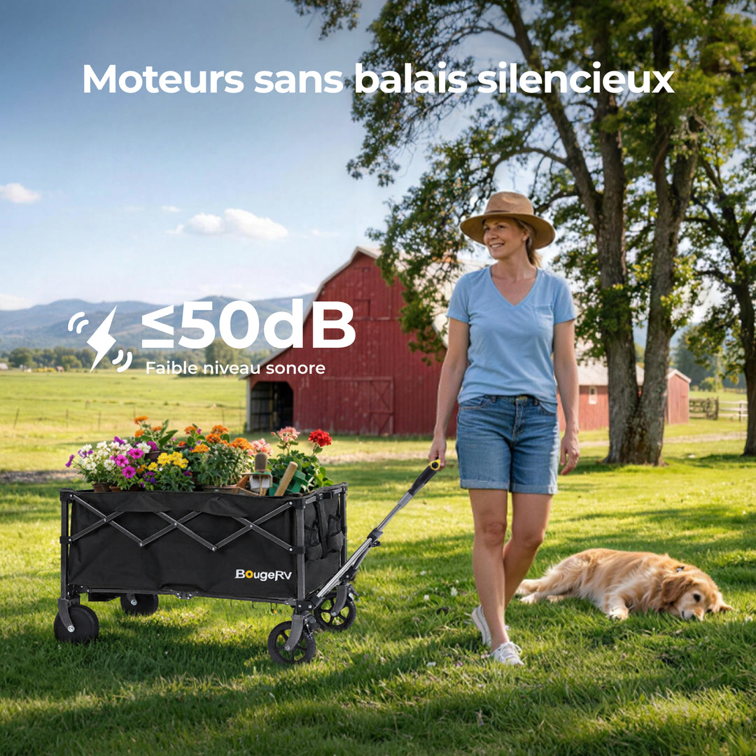 BougeRV LiteRover Chariot électrique utilitaire pliable pour le camping (Noir)
