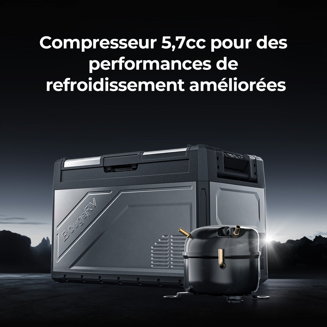 BougeRV Nouveau Rocky V3.0 52 L Réfrigérateur de voiture 12 V à deux zones