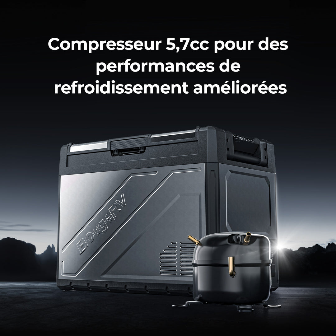 BougeRV Nouveau Rocky V3.0 65 L Réfrigérateur de voiture 12 V à deux zones