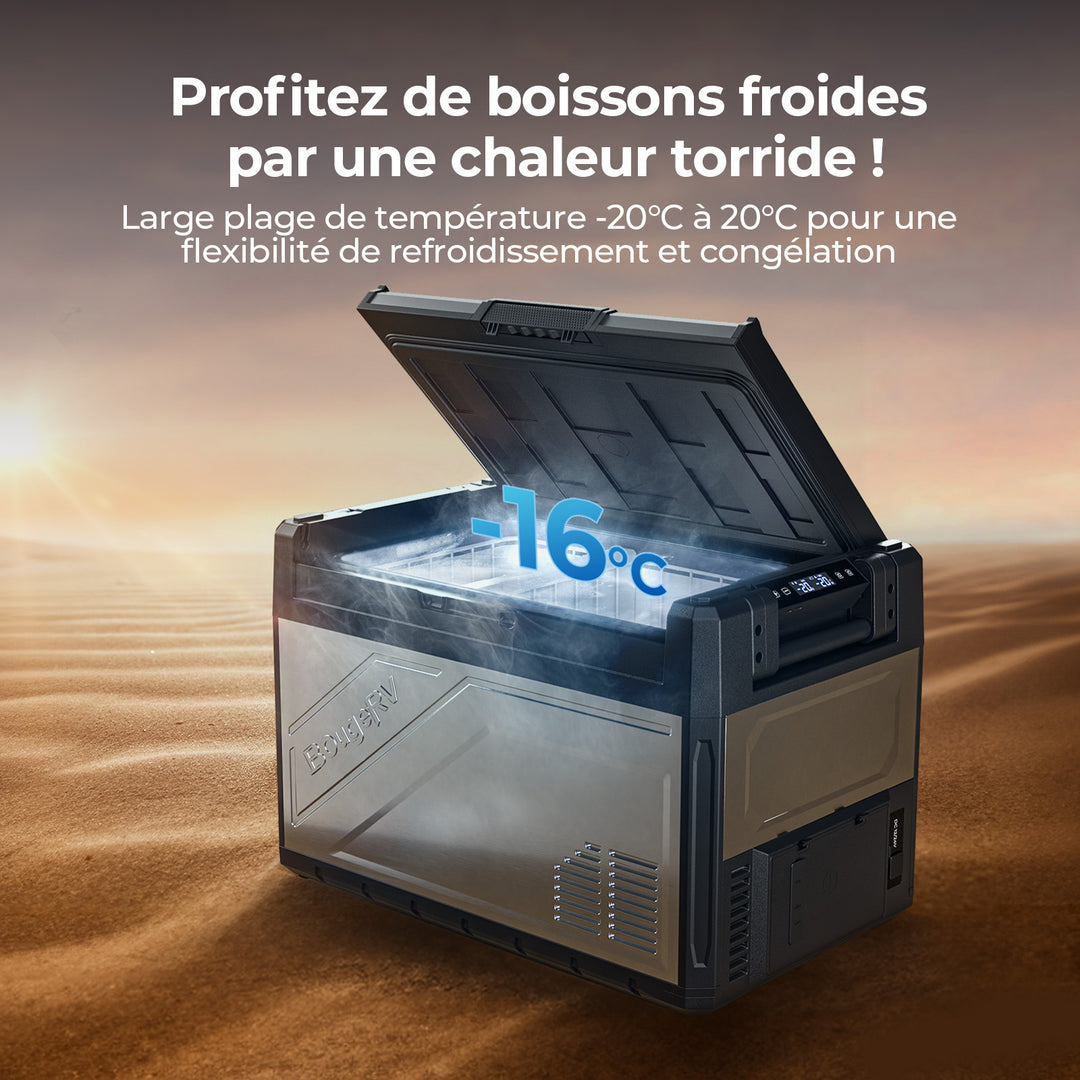 BougeRV Nouveau Rocky V3.0 52 L Réfrigérateur de voiture 12 V à deux zones
