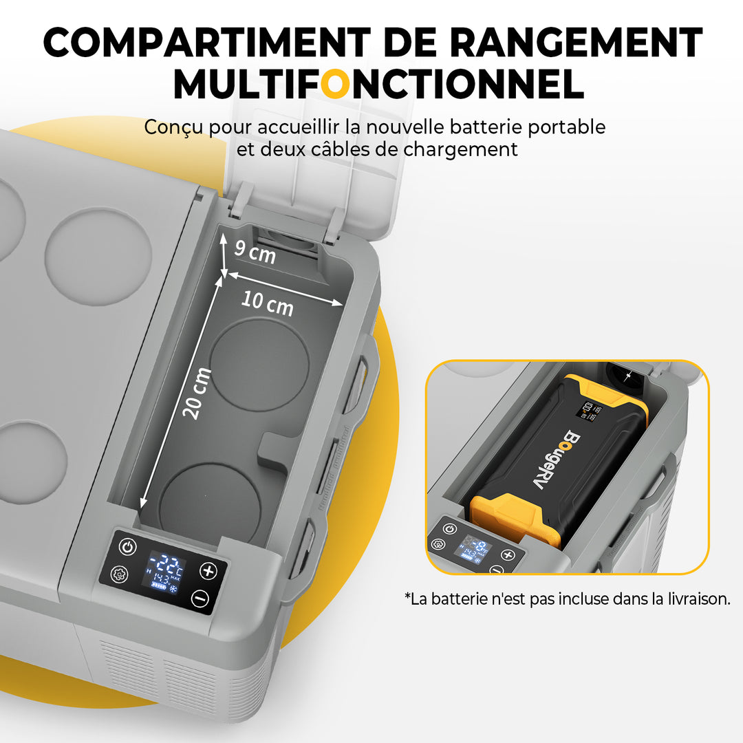 BougeRV CRPRO 20L 12V Réfrigérateur portable pour voiture Blanc