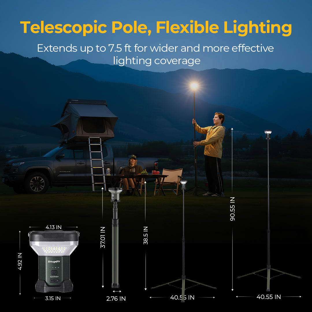 BougeRV Lampe télescopique grand angle pour le camping
