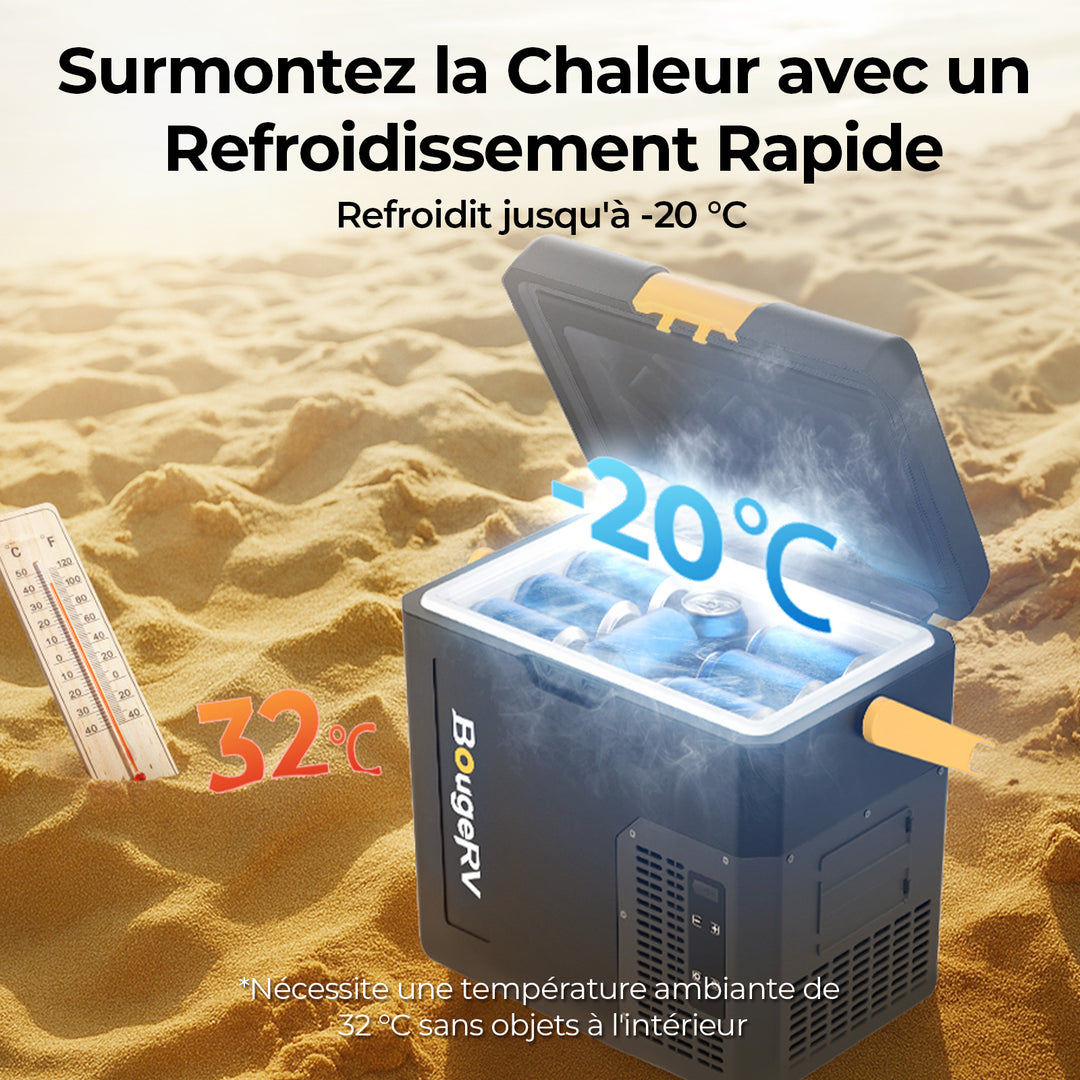 BougeRV CRH 18 litres Réfrigérateur portable pour voiture Noir