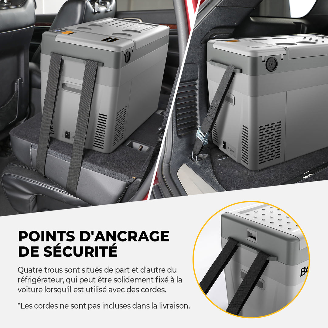 BougeRV CRPRO 29L 12V Réfrigérateur portable pour voiture Blanc avec batterie 277WH