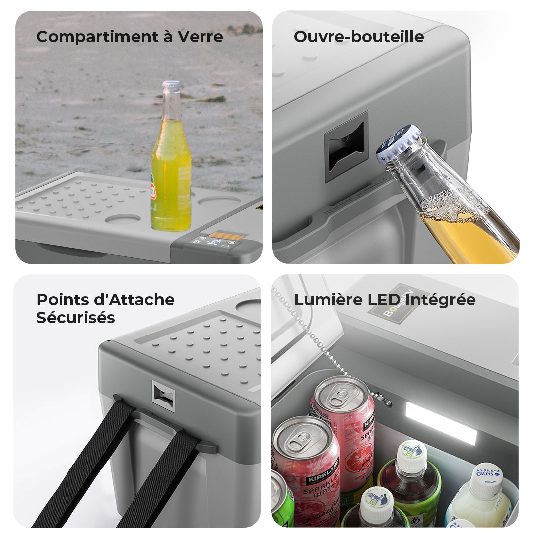 BougeRV CRPRO 20L 12V Réfrigérateur portable pour voiture blanc avec batterie 277Wh