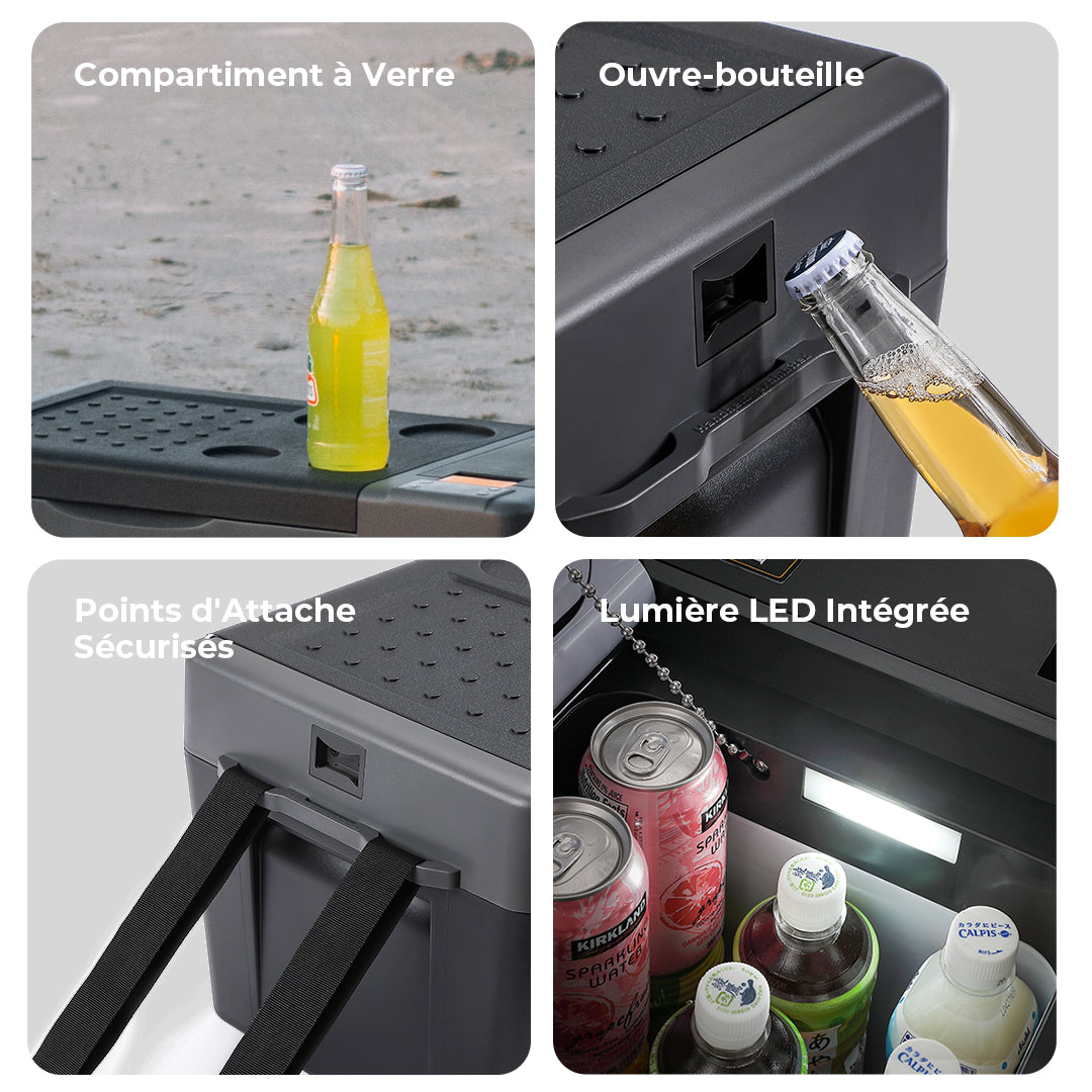BougeRV CRPRO 29L 12V Réfrigérateur portable pour voiture Noir avec batterie 277Wh