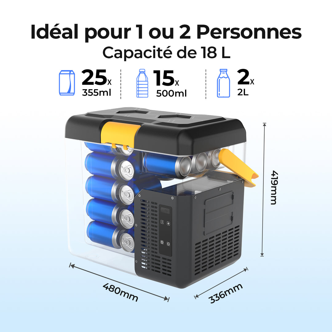 BougeRV CRH 18 litres Réfrigérateur portable pour voiture Noir