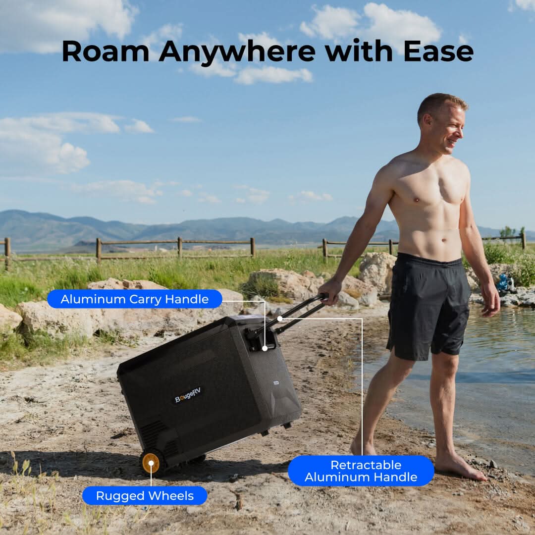 BougeRV Nouveau ASPEN 47 L réfrigérateur portable 12 V, avec roulettes