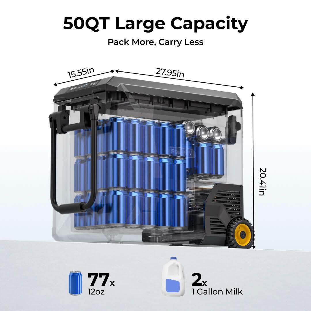 BougeRV Nouveau ASPEN 47 L réfrigérateur portable 12 V, avec roulettes