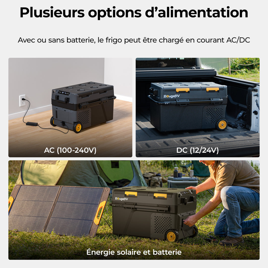 BougeRV Nouveau CRD2 V2.0 Réfrigérateur portable 12 V à deux zones de 49 litres