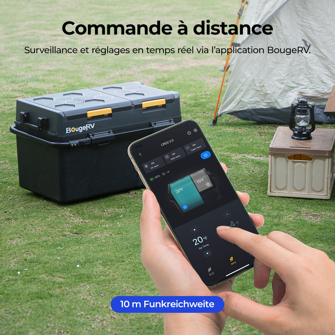 BougeRV Nouveau CRD2 V2.0 Réfrigérateur portable 12 V à deux zones de 57 litres