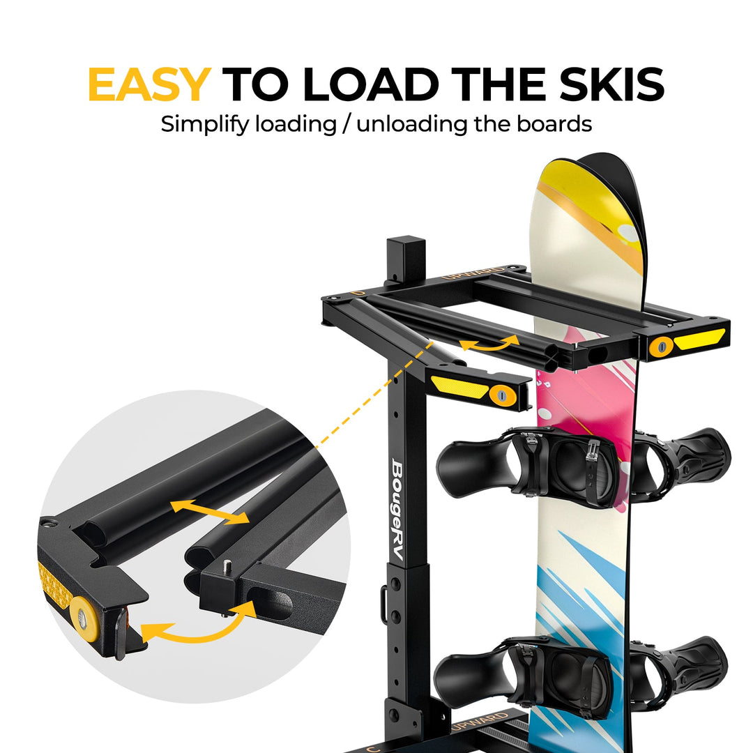 BougeRV Support de ski et de snowboard pour attelage avec protection antivol