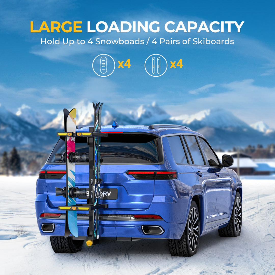 BougeRV Support de ski et de snowboard pour attelage avec protection antivol