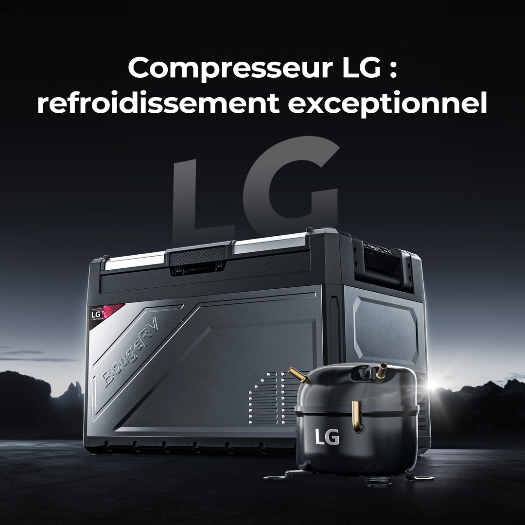 BougeRV Rocky2 52L Glacière à compresseur 12 V à deux zones pour voiture, réfrigérateur portable