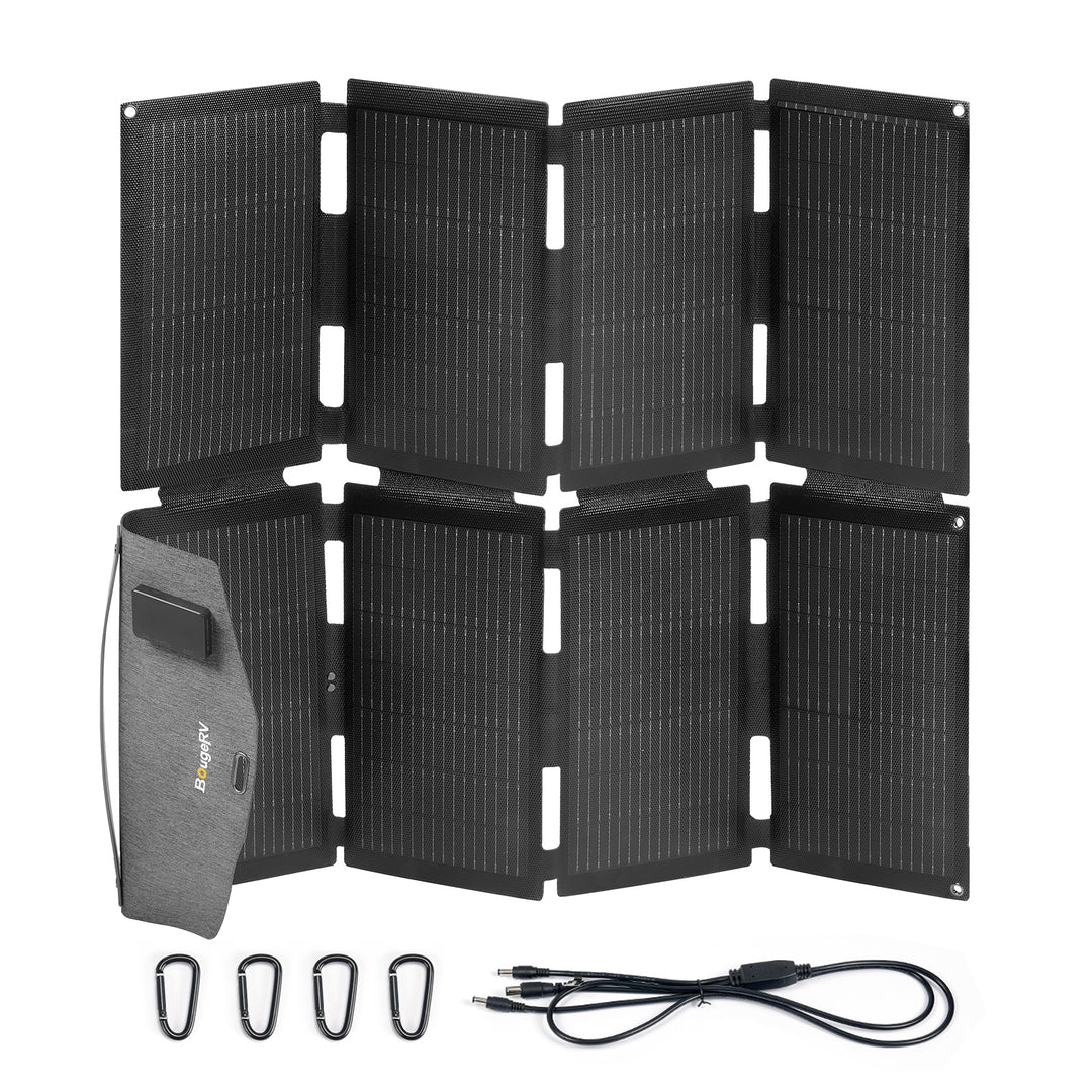 BougeRV Nouvelle lampe de camping portable d'extérieur pliable avec panneau solaire 100 W