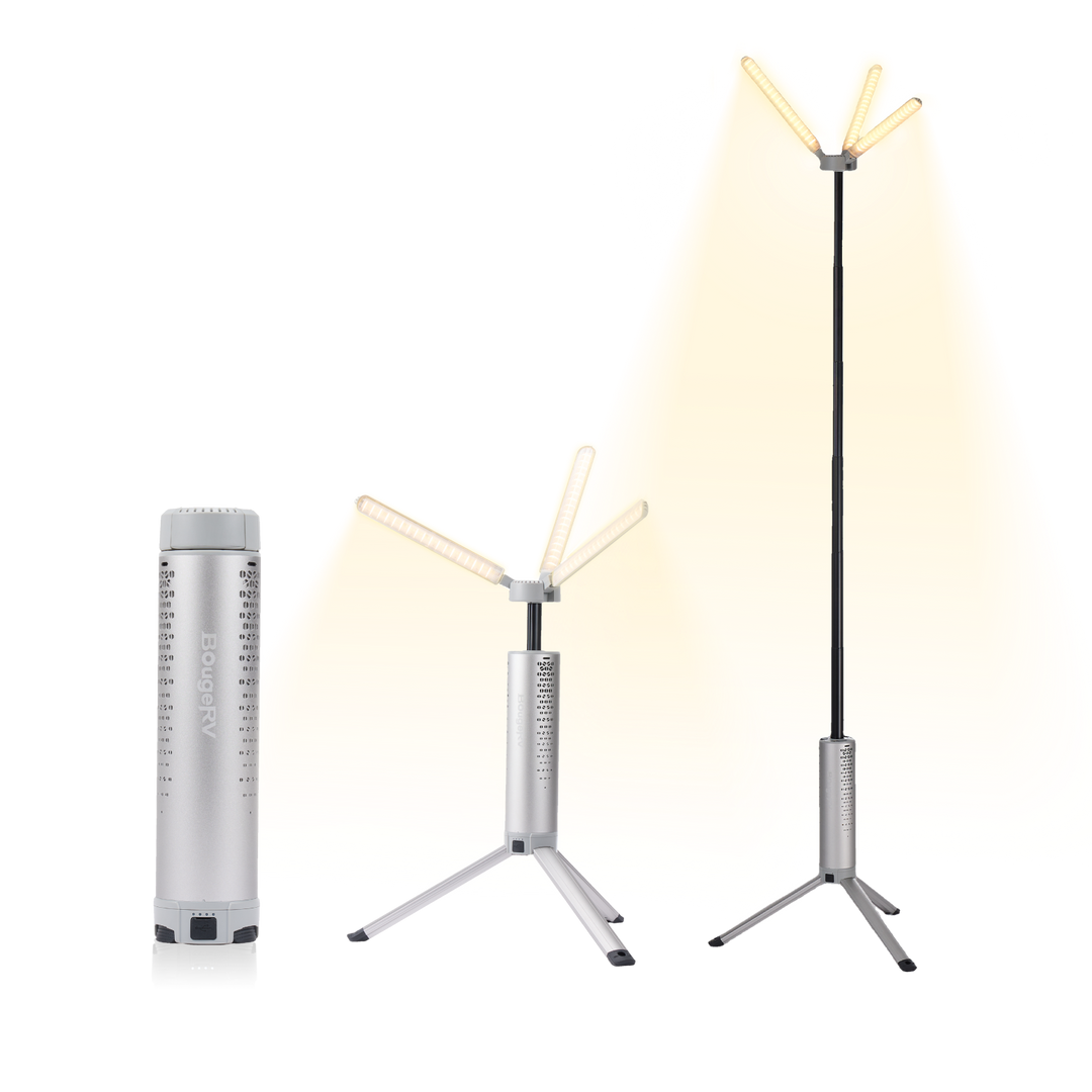 BougeRV Nouveau T1 Lampe de Camping Télescopique Portable (Argent)