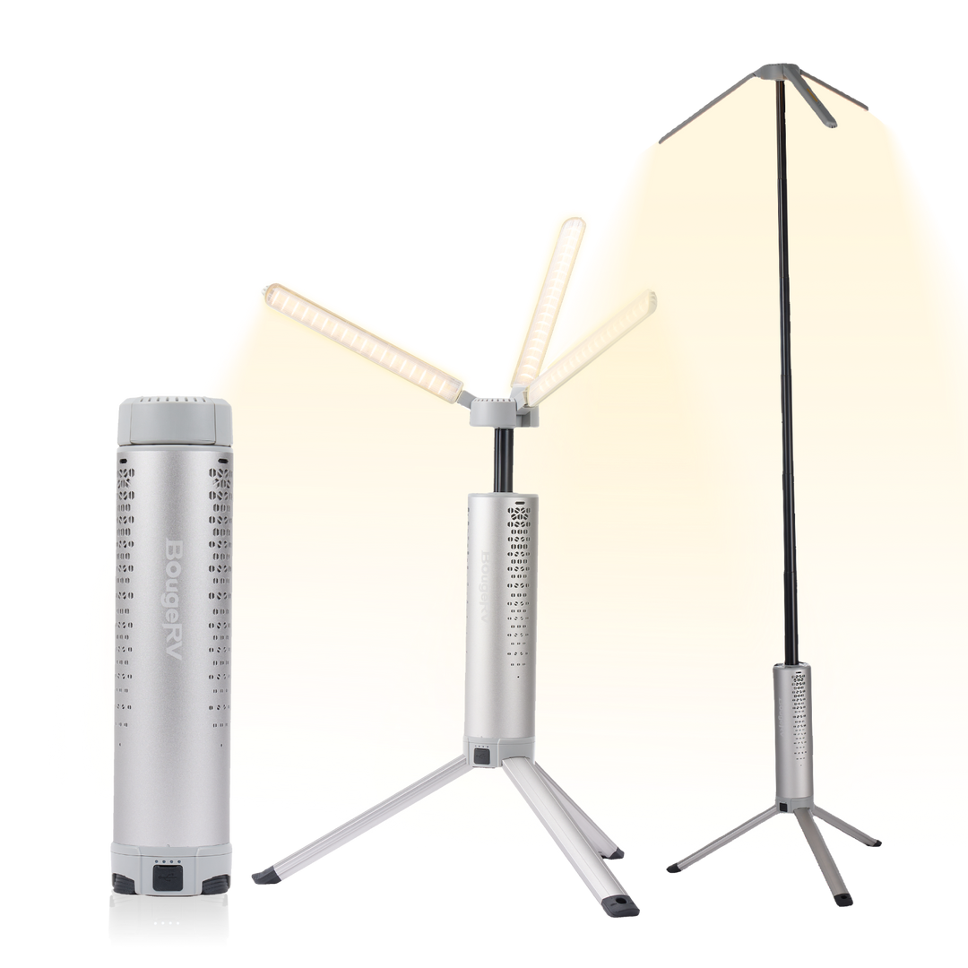 BougeRV Nouveau T1 Lampe de Camping Télescopique Portable (Argent)