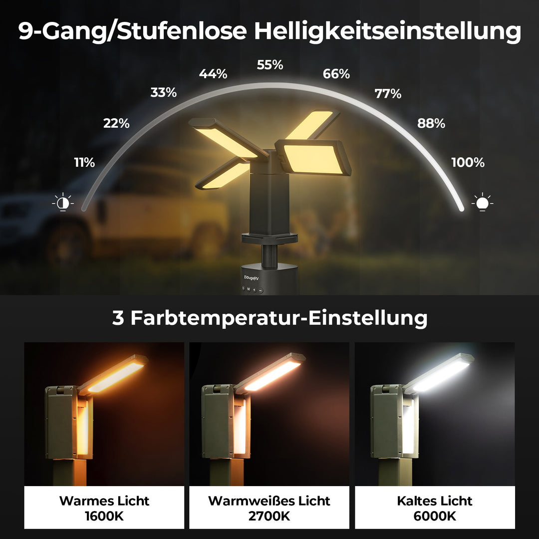 BougeRV Lampe de camping portable d'extérieur pliable