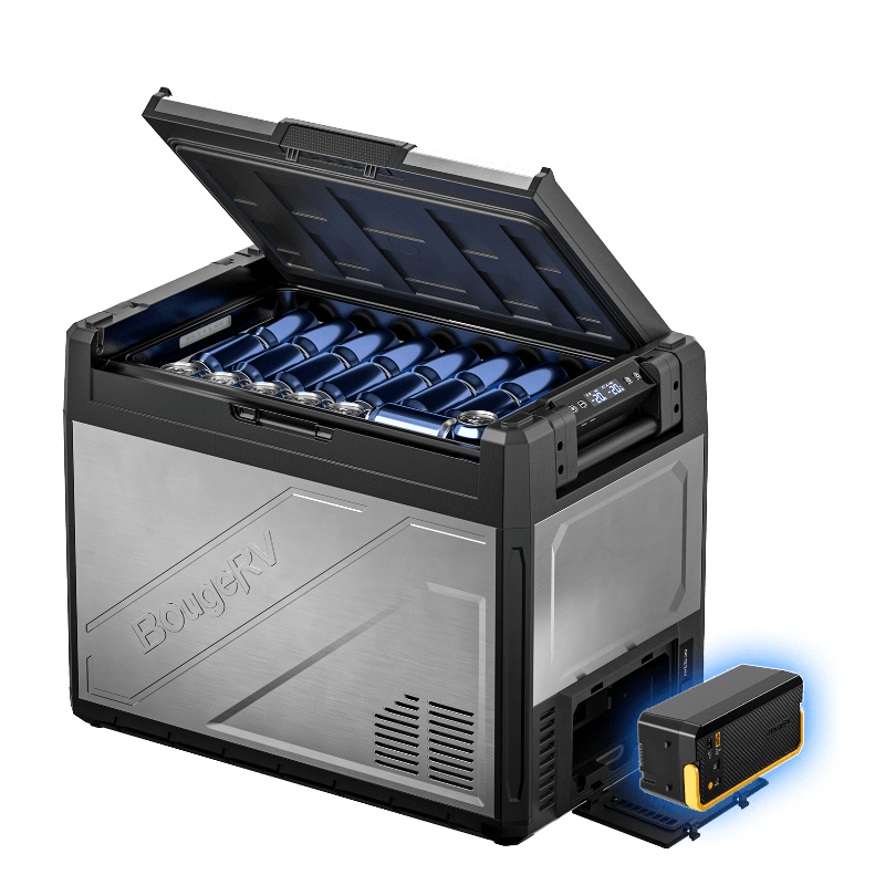 BougeRV Nouveau Rocky V3.0 65 L Réfrigérateur de voiture 12 V à deux zones